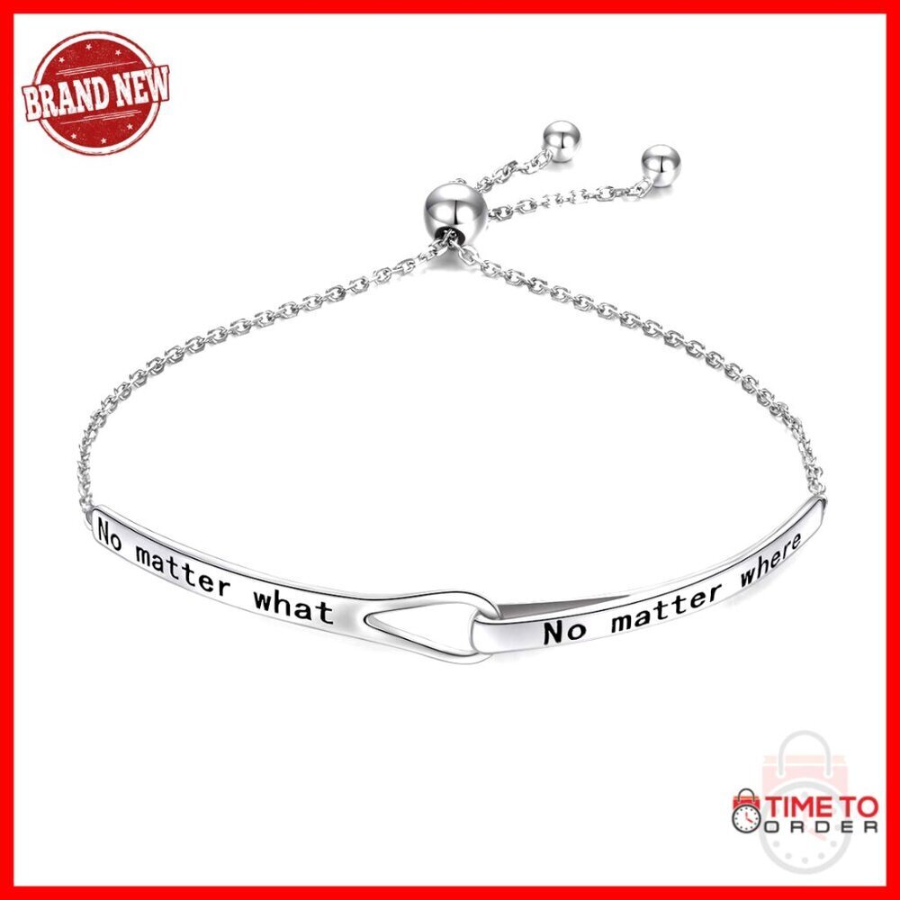 Sterling Silver Adjustable Infinity Bracelet Engraved Inspirational Graduation